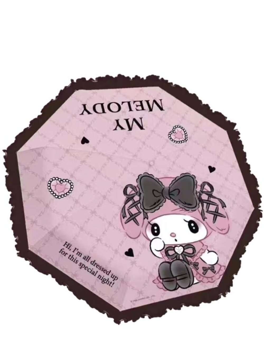 NWT Sanrio My Melody Telescopic Manual All Weather Folding Gift Lace  Umbrella.